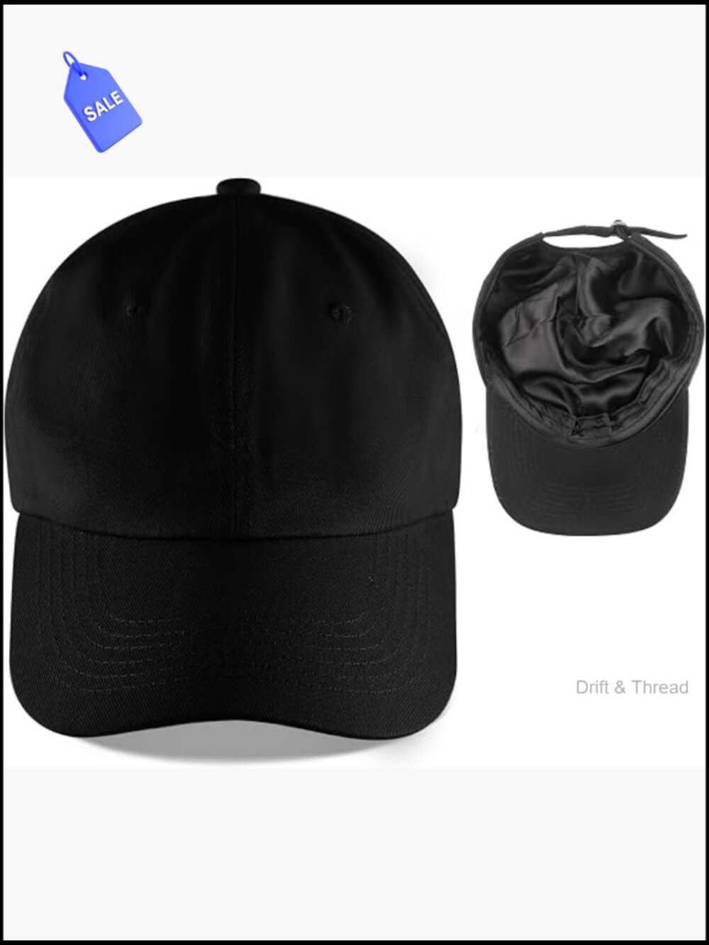 Satin Lined Baseball Cap - Silk Interior for Hair Protection, Adjustable